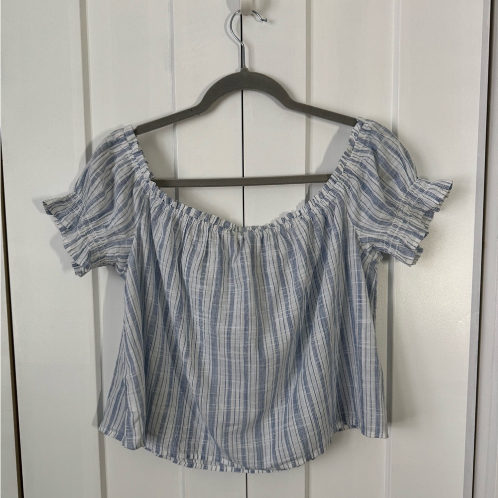 New American Eagle Striped Off the Shoulder Top, Size M - Picture 3 of 6